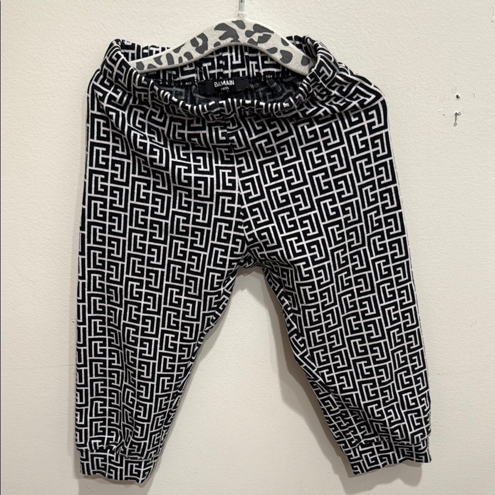 Balmain Black and White Geometric Sweatpants